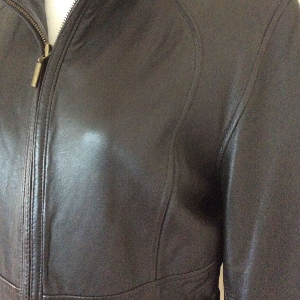 Weatherproof leather jacket brown leather full zipper fitted style jacket coat - Picture 2 of 8